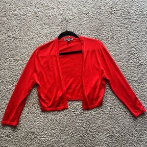 Neiman Marcus Cashmere Collection Red Cropped Cardigan